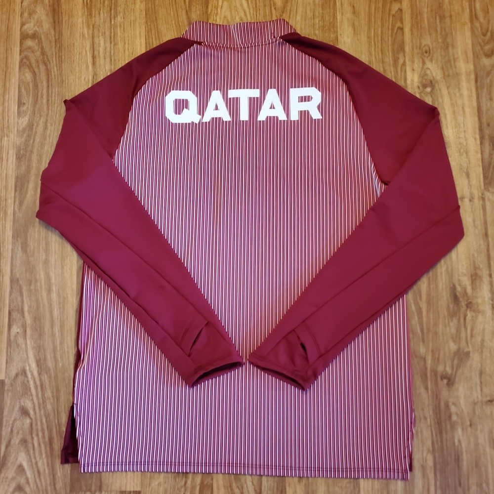Nike Pro Elite Team Qatar Running Jacket Mens Large Red White Track & Field New‎